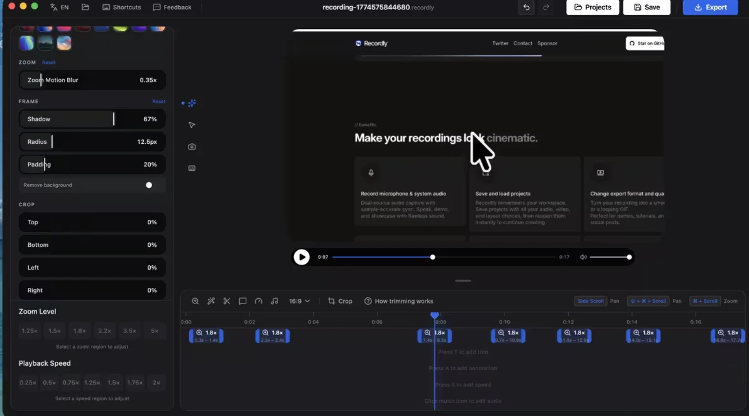 Recordly 录屏软件